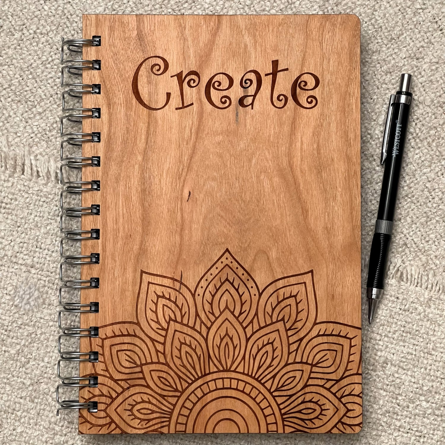 Create – Engraved Wooden Mandala Journal