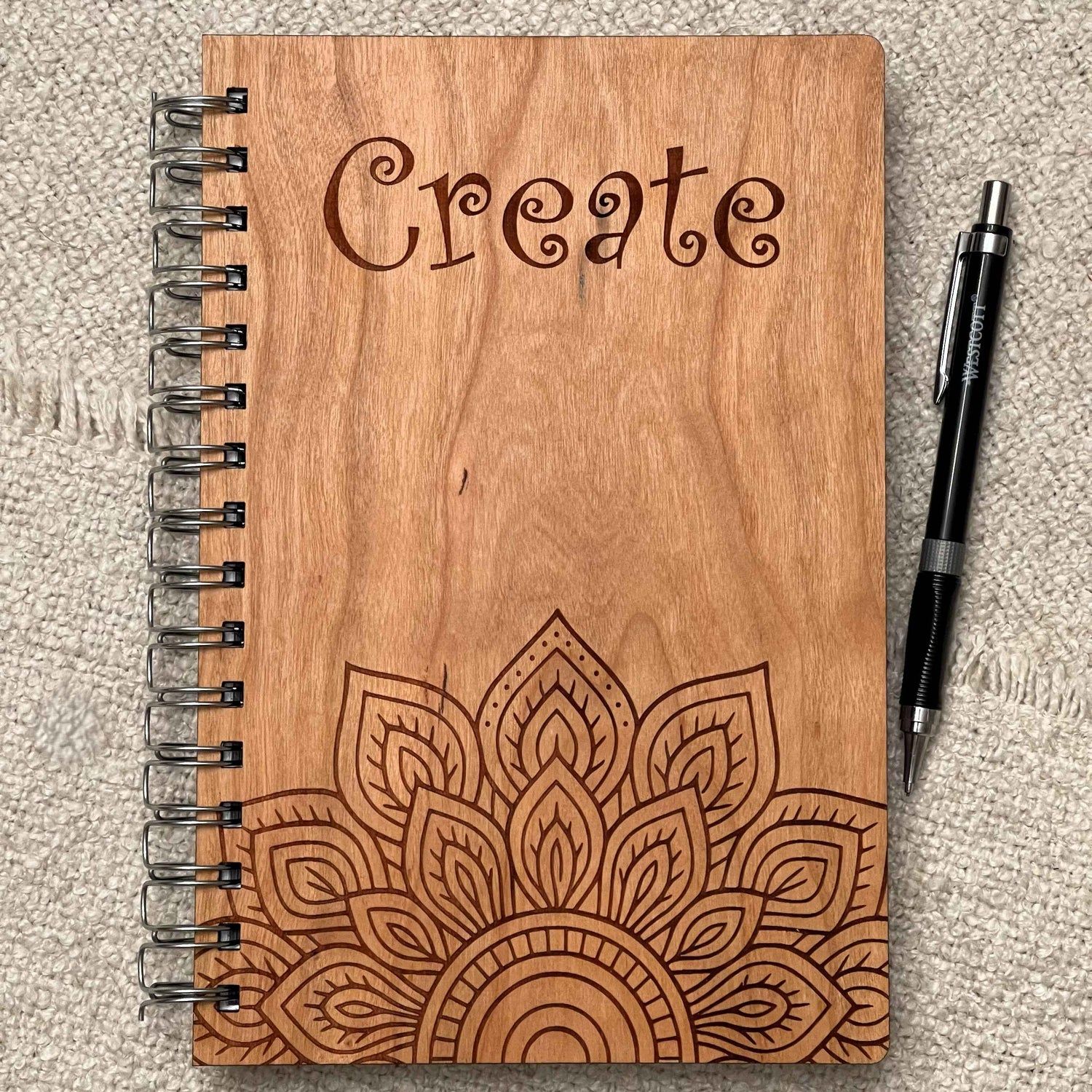 Create – Engraved Wooden Mandala Journal