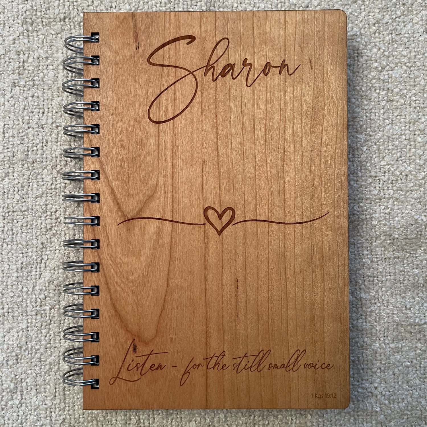 Personalized Wooden Journal - Listen for The Still Small Voice