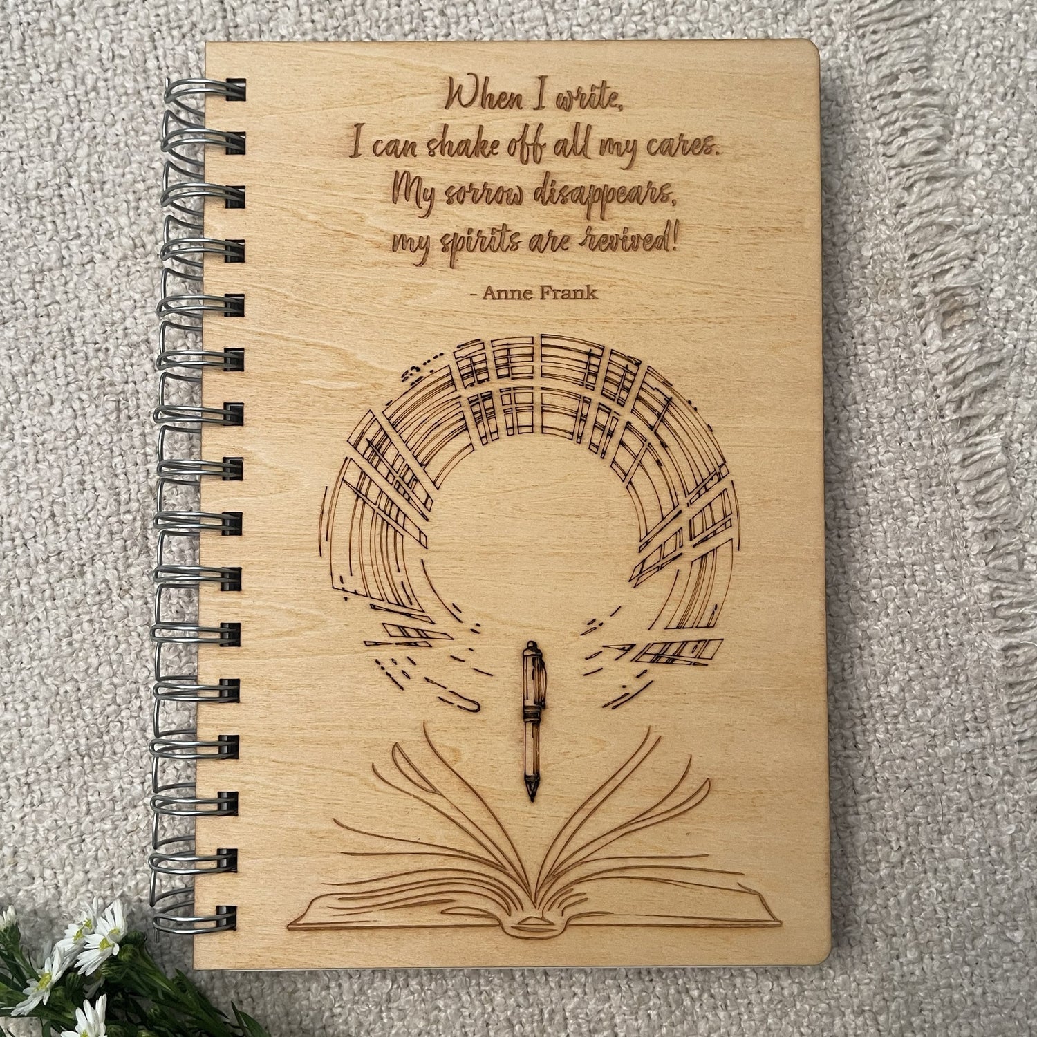 Anne Frank Quote – Engraved Wooden Journal