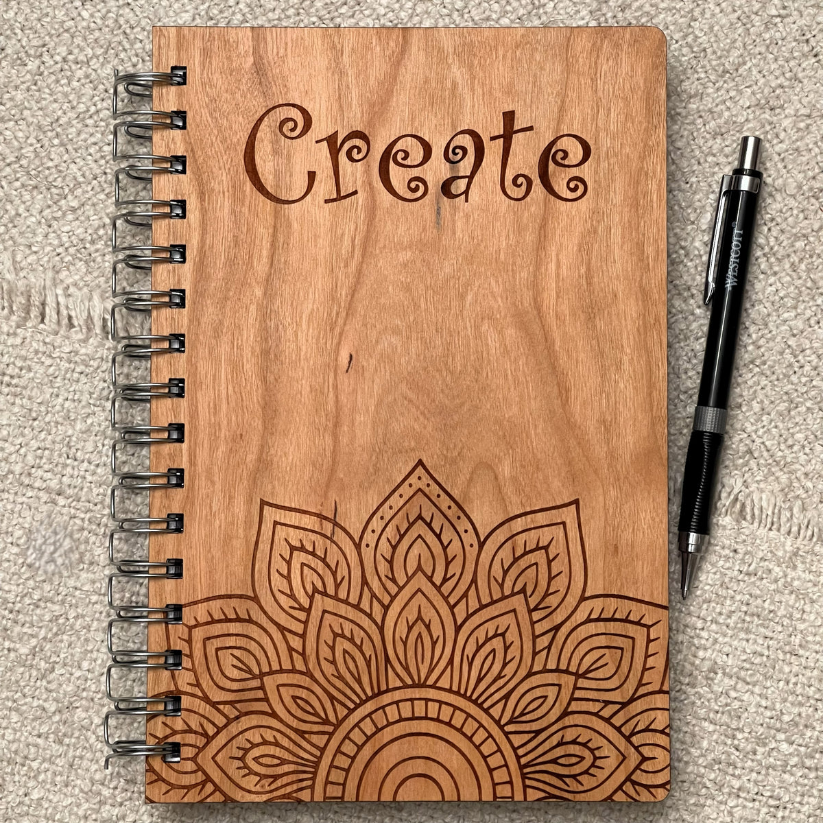Create – Engraved Wooden Mandala Journal