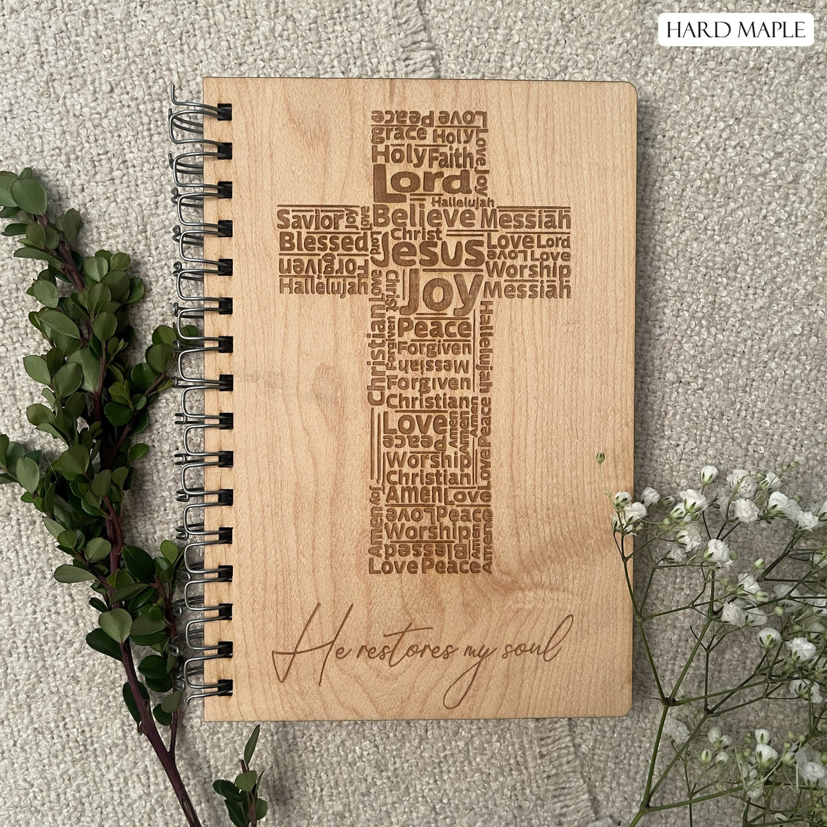 Maple Wood Journal - He Restores My Soul