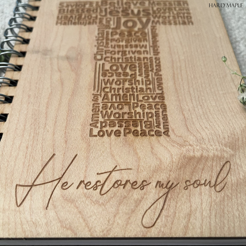 Maple Wood Journal - He Restores My Soul