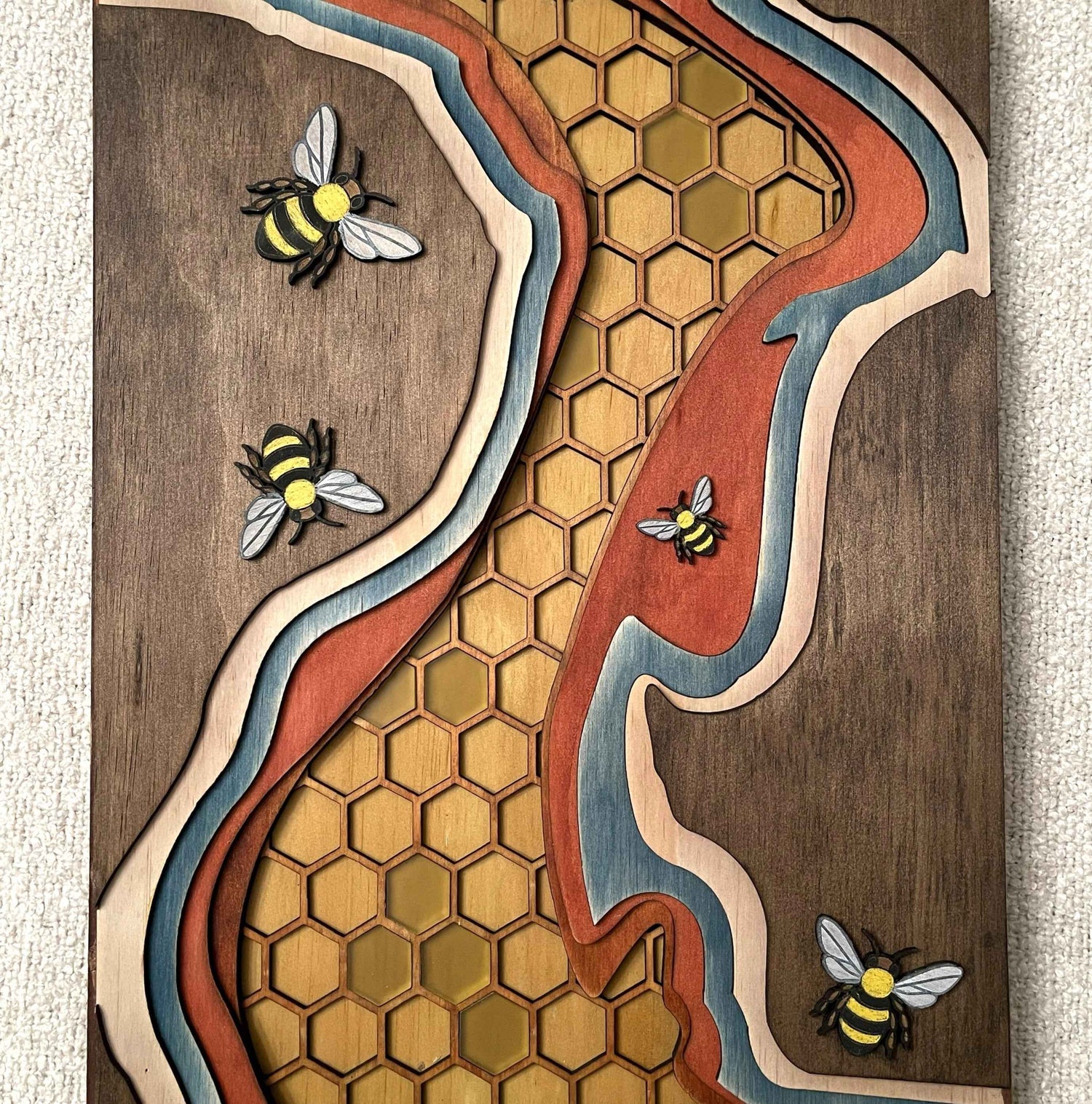 Layered Wall Art: River of the Hive - Sanctuary Arts LLC