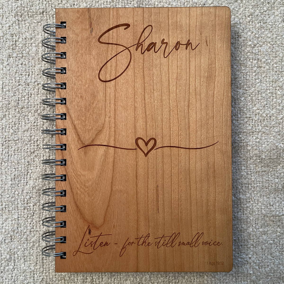 Personalized Wooden Journal - Listen for The Still Small Voice