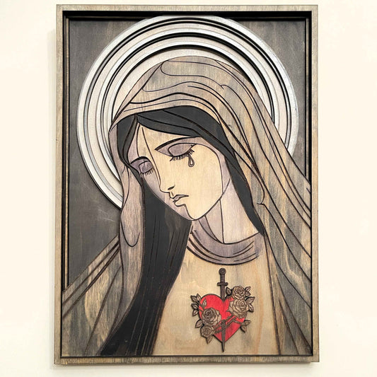 Layered Wall Art: Sorrowful Mother - Sanctuary Arts LLC