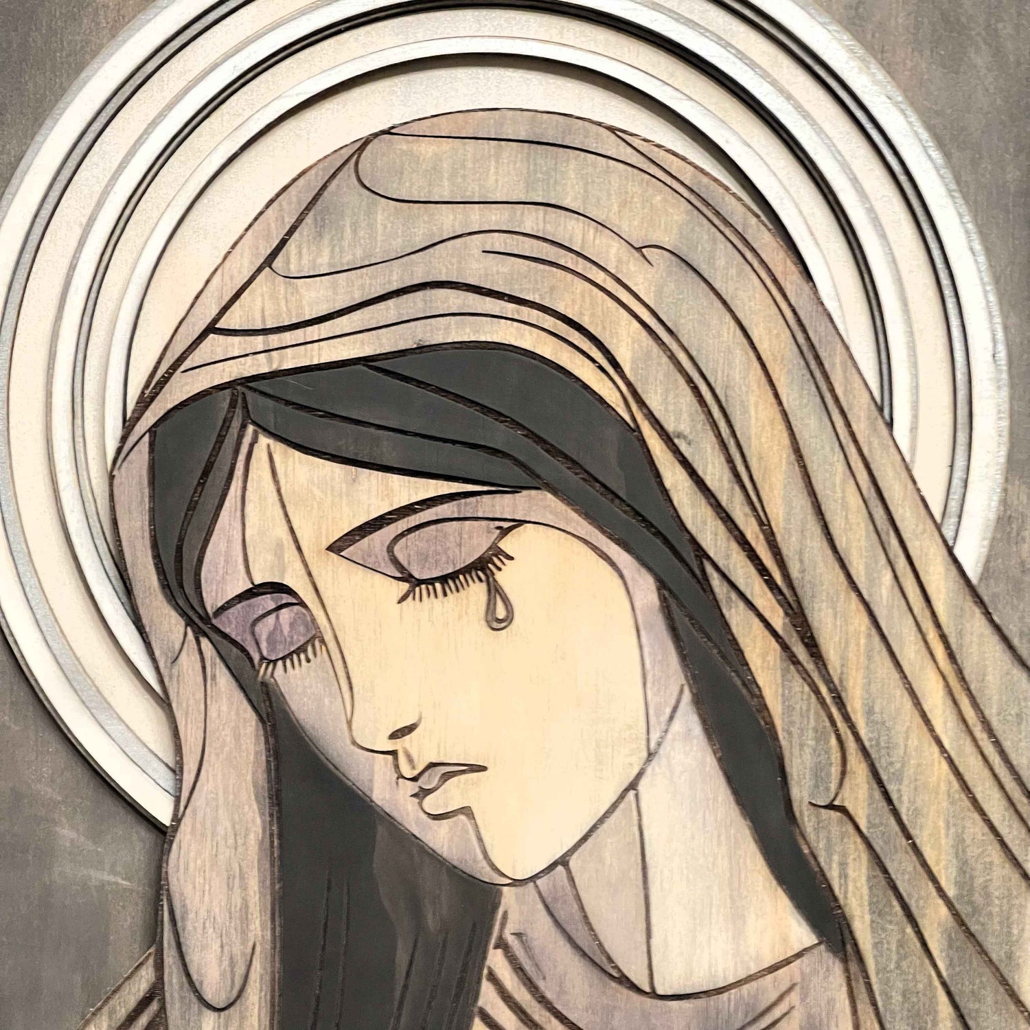 Layered Wall Art: Sorrowful Mother - Sanctuary Arts LLC