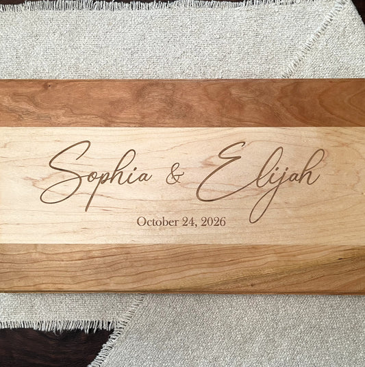 Personalized First Names Gift Cutting Board Wedding Gift Custom Names & Date
